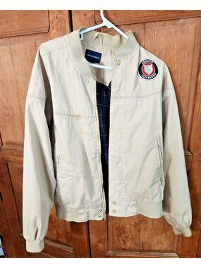 Vintage Knightsbridge Jaguar Coventry Biege Bomber Jacket Size Large
